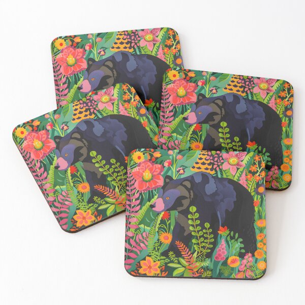 Item preview, Bear in flowers modern vibrant print designed and sold by Folksy Living.