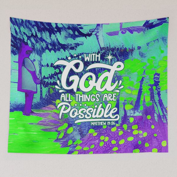 Item preview, Bible Verses For Healing - Matthew 19:26 - Abstract Painting - Cool Garden designed and sold by ZenReiArt.