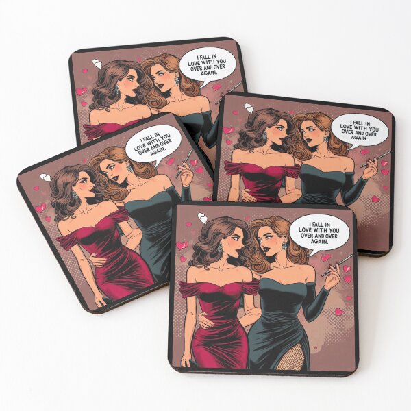 Item preview, Vintage Lesbian Couple Comic Fall in Love with You! designed and sold by LesbianLoveShop.