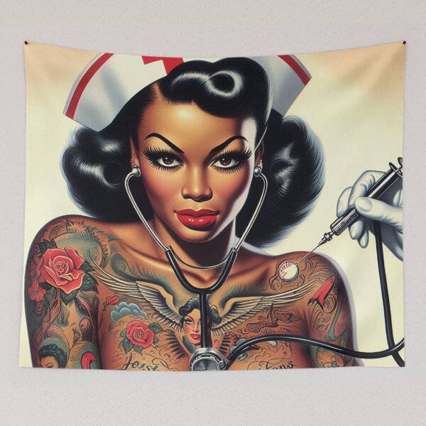 Item preview, Hot Tattooed Nurse designed and sold by PulpVintage.
