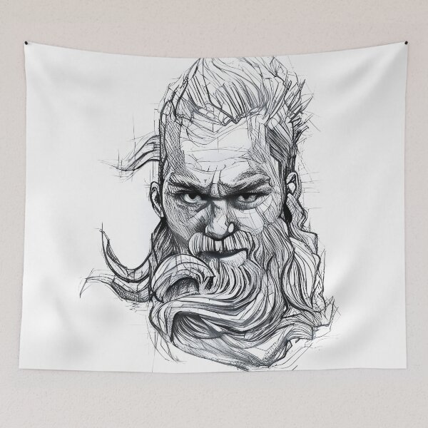 Item preview, viking portrait sketch designed and sold by ranker666.