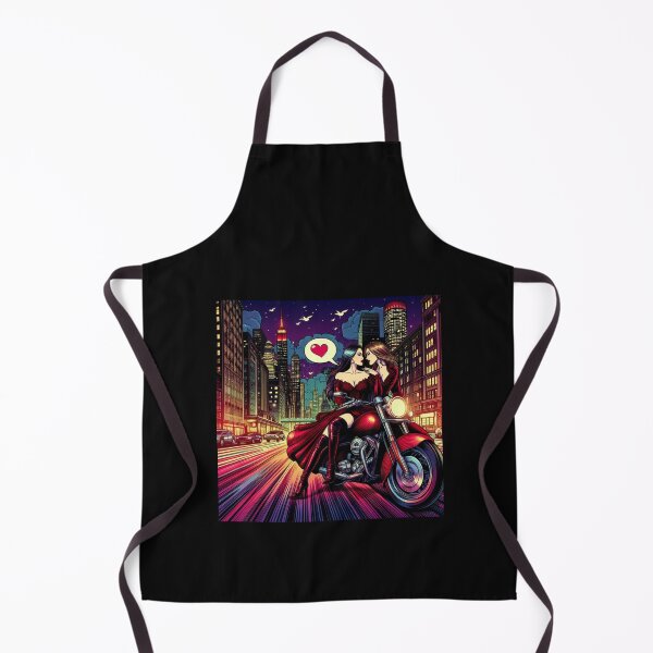 Item preview, Vintage Lesbian Couple on a Motorcycle Fall in Love designed and sold by LesbianLoveShop.