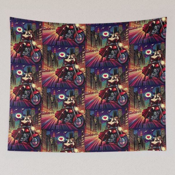 Item preview, Vintage Lesbian Couple on a Motorcycle Fall in Love designed and sold by LesbianLoveShop.