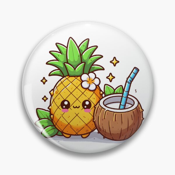 Item preview, Kawaii Pineapple With Coconut Drinking Coconut Water designed and sold by CanvasCutie.