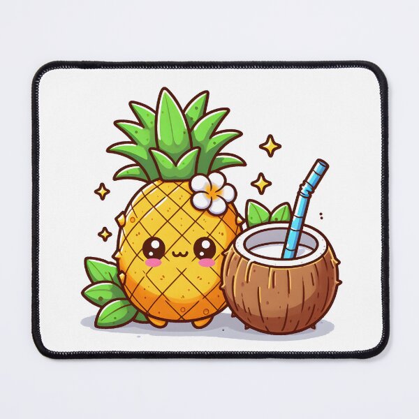 Item preview, Kawaii Pineapple With Coconut Drinking Coconut Water designed and sold by CanvasCutie.