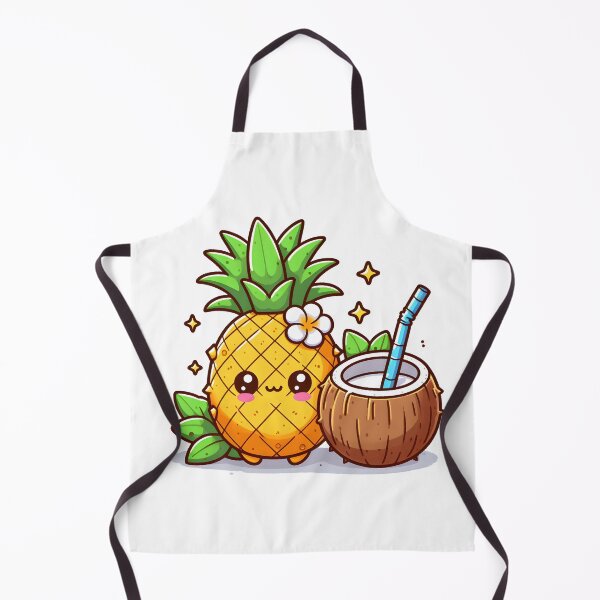 Item preview, Kawaii Pineapple With Coconut Drinking Coconut Water designed and sold by CanvasCutie.