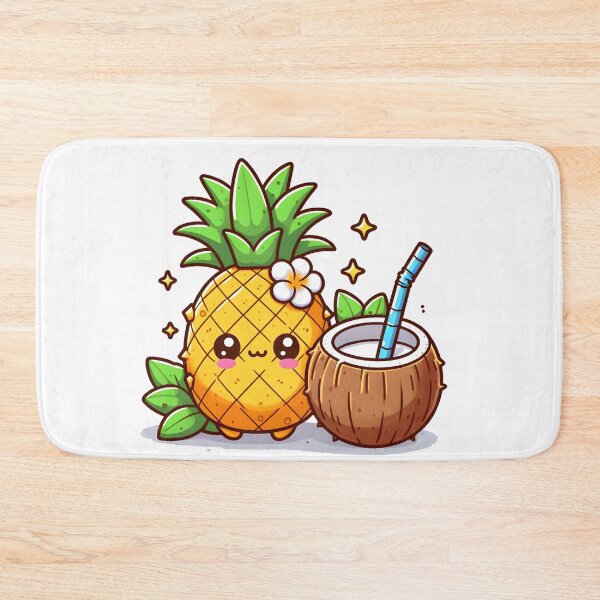Item preview, Kawaii Pineapple With Coconut Drinking Coconut Water designed and sold by CanvasCutie.