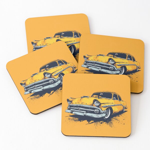 Item preview, Retro Funk: Old Timer Car in Orange-Yellow Hues designed and sold by Ideationing.