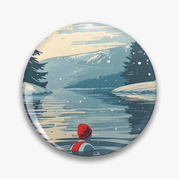 Item preview, Winter wild open water swimming - red hat retro designed and sold by Wildflow Creations.