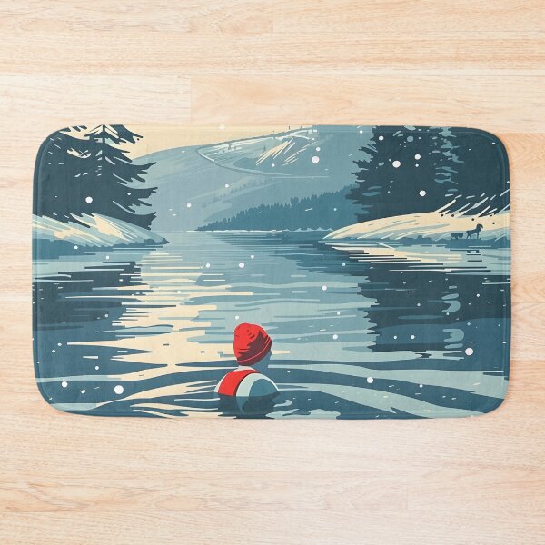 Item preview, Winter wild open water swimming - red hat retro designed and sold by Wildflow Creations.