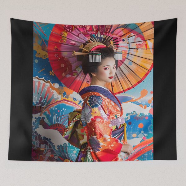 Item preview, Geisha's Vibrant Odyssey designed and sold by AI-Only Creations.