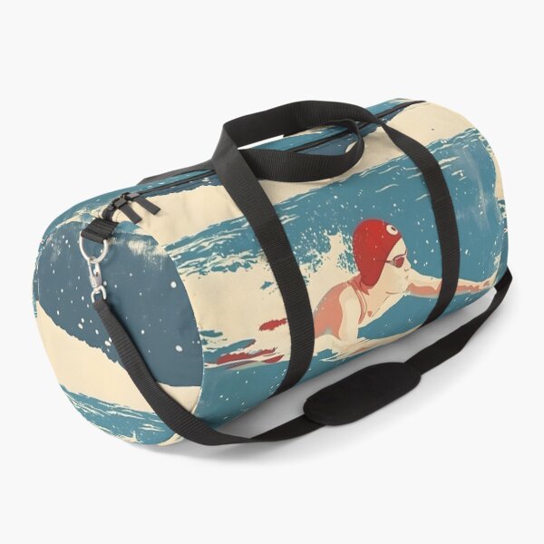 Item preview, Winter wild open water swimming - swimmer in a red swim cap designed and sold by Wildflow Creations.