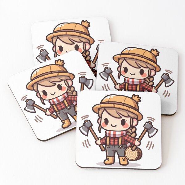 Item preview, Kawaii Lumberjack With Striped Scarf And Wooden Clogs designed and sold by CanvasCutie.