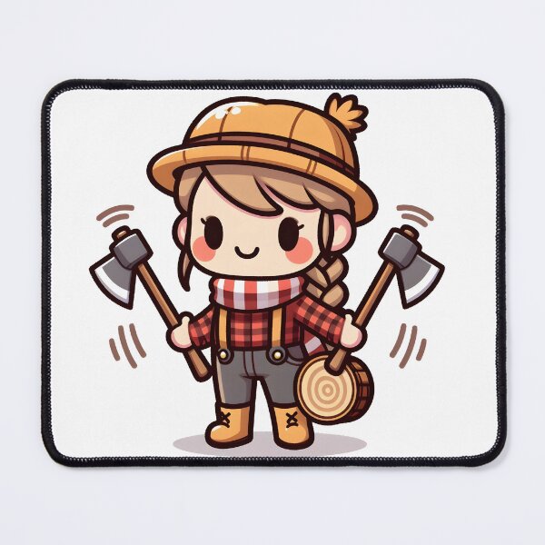 Item preview, Kawaii Lumberjack With Striped Scarf And Wooden Clogs designed and sold by CanvasCutie.