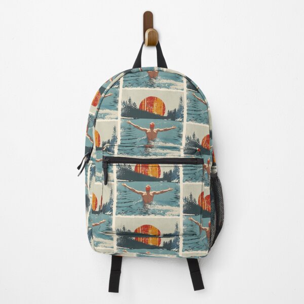 Item preview, Winter wild open water swimming - swimmer and retro sunset designed and sold by Wildflow Creations.