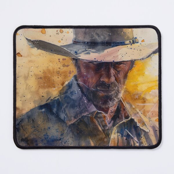Item preview, Intense Gaze a mean cowboy illustrated using watercolors designed and sold by Ideationing.