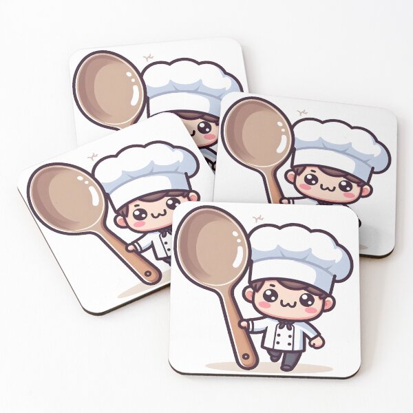 Item preview, Kawaii Chef With Chef Hat Holding A Giant Spoon designed and sold by CanvasCutie.
