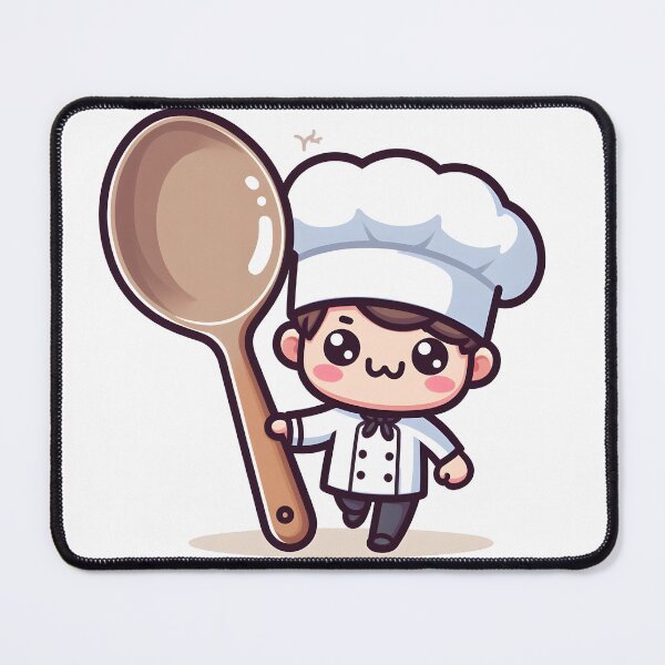 Item preview, Kawaii Chef With Chef Hat Holding A Giant Spoon designed and sold by CanvasCutie.