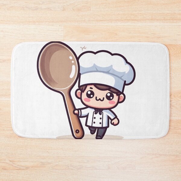 Item preview, Kawaii Chef With Chef Hat Holding A Giant Spoon designed and sold by CanvasCutie.
