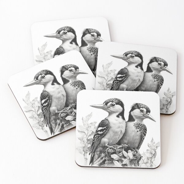 Item preview, Black and White Woodpecker Pencil Drawing designed and sold by Pencil-Art.