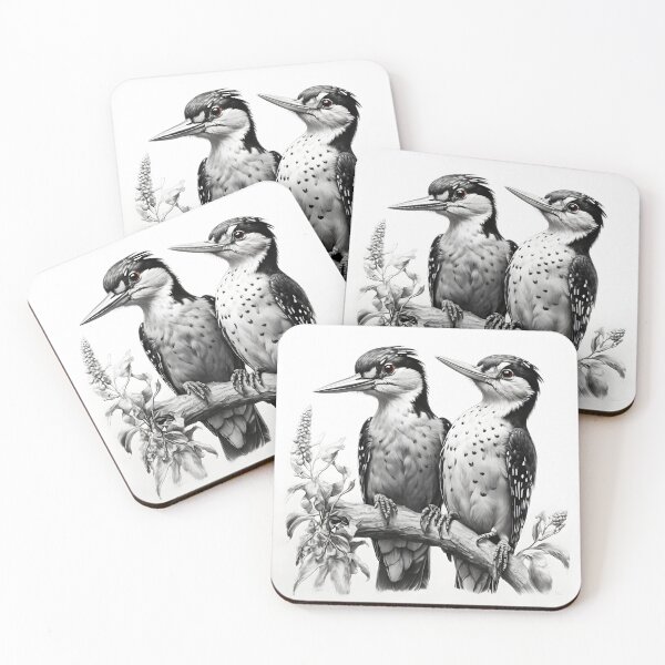 Item preview, Black and White Woodpecker Pencil Drawing designed and sold by Pencil-Art.