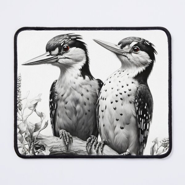 Item preview, Black and White Woodpecker Pencil Drawing designed and sold by Pencil-Art.