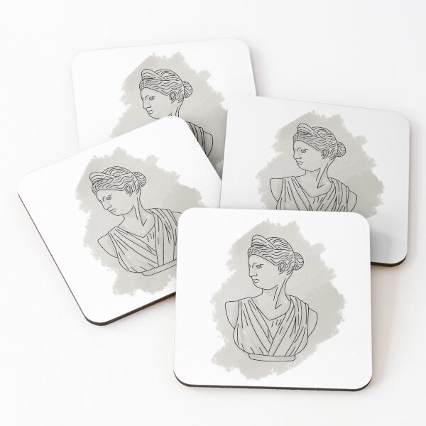 Item preview, Athena Stone Bust Line Art Painted designed and sold by TheEclecticKat.