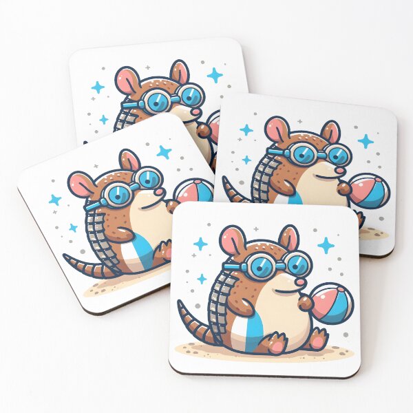 Item preview, Kawaii Armadillo With Swim Goggles designed and sold by CanvasCutie.