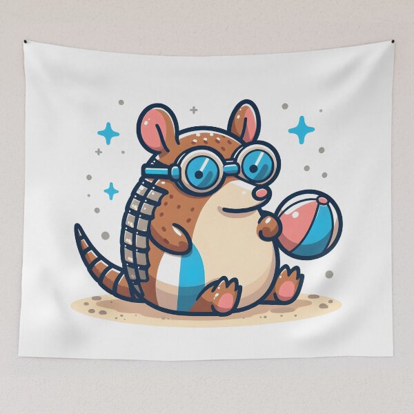 Item preview, Kawaii Armadillo With Swim Goggles designed and sold by CanvasCutie.