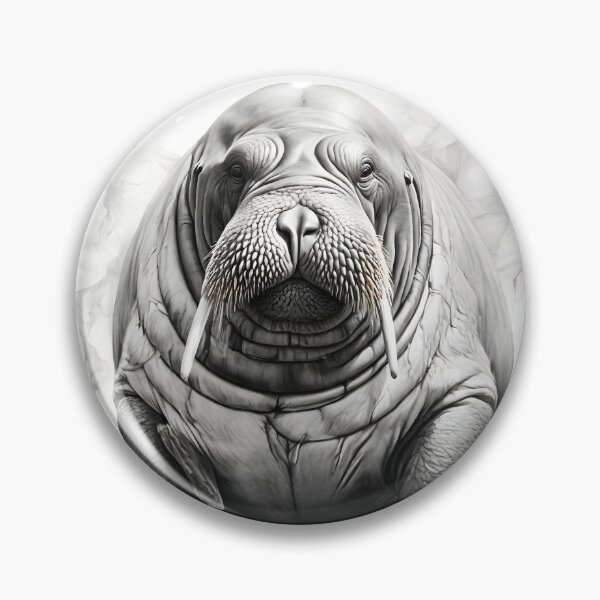 Item preview, Black and White Walrus Pencil Drawing designed and sold by Pencil-Art.