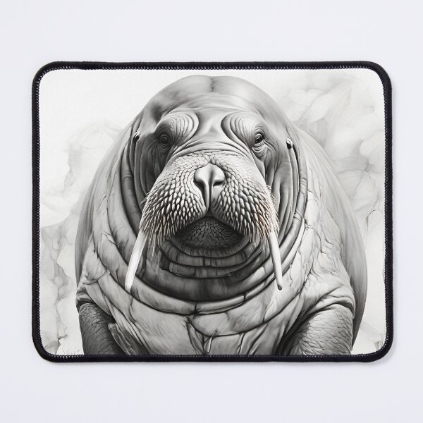 Item preview, Black and White Walrus Pencil Drawing designed and sold by Pencil-Art.