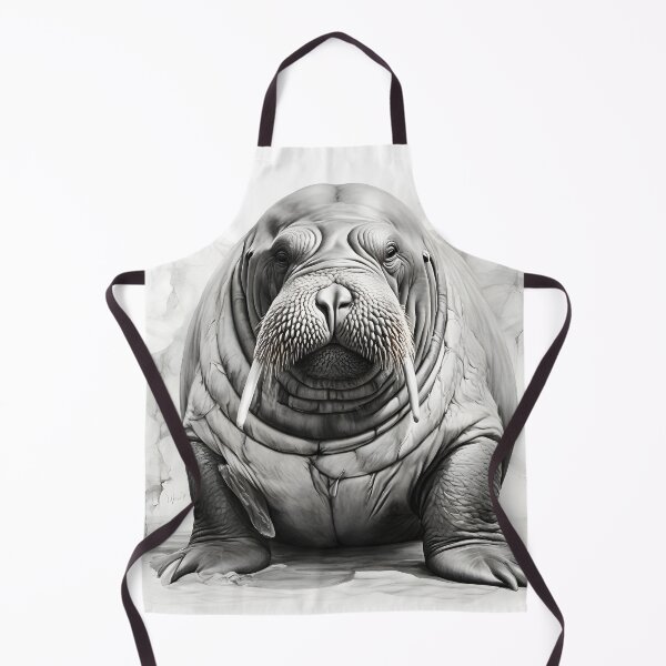 Item preview, Black and White Walrus Pencil Drawing designed and sold by Pencil-Art.