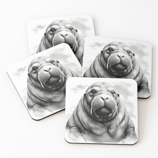 Item preview, Black and White Walrus Pencil Drawing designed and sold by Pencil-Art.