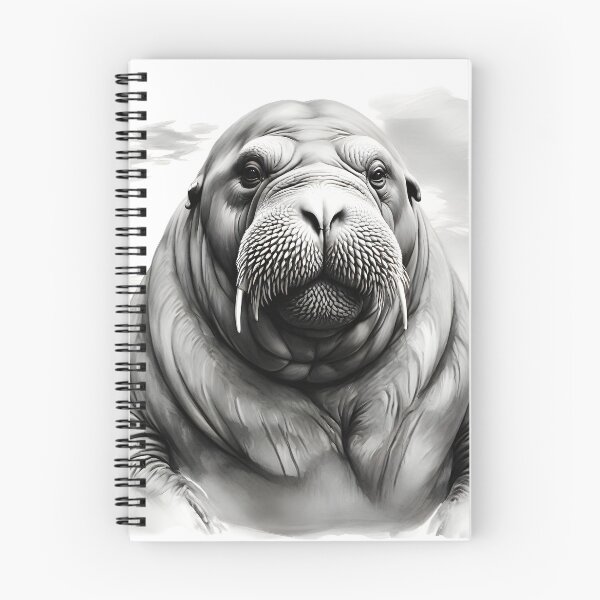 Item preview, Black and White Walrus Pencil Drawing designed and sold by Pencil-Art.