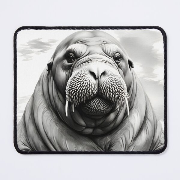 Item preview, Black and White Walrus Pencil Drawing designed and sold by Pencil-Art.