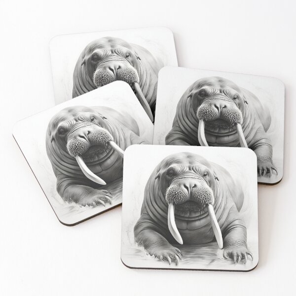 Item preview, Black and White Walrus Pencil Drawing designed and sold by Pencil-Art.