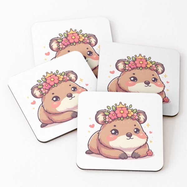 Item preview, Kawaii Quokka With Flower Crown Lying On Its Belly designed and sold by CanvasCutie.