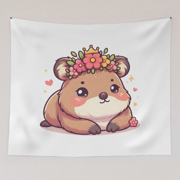 Item preview, Kawaii Quokka With Flower Crown Lying On Its Belly designed and sold by CanvasCutie.