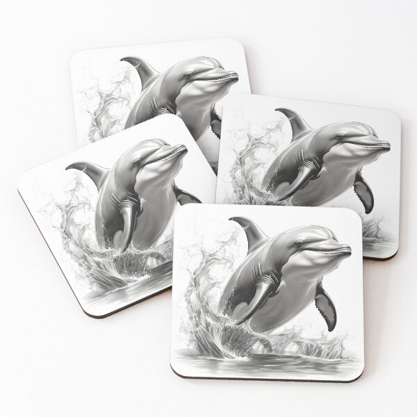 Item preview, Black and white Dolphin pencil drawing designed and sold by Pencil-Art.