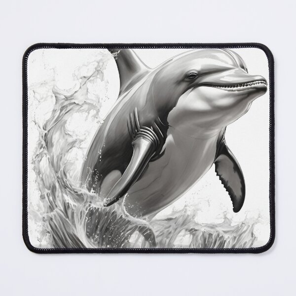 Item preview, Black and white Dolphin pencil drawing designed and sold by Pencil-Art.