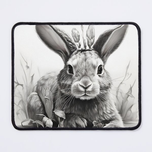 Item preview, Black and white Rabbit pencil drawing designed and sold by Pencil-Art.