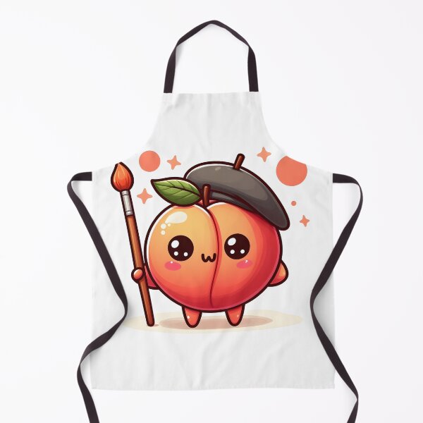 Item preview, Kawaii Peach With Beret Painting designed and sold by CanvasCutie.