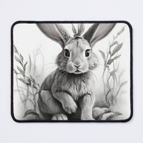 Item preview, Black and white Rabbit pencil drawing designed and sold by Pencil-Art.