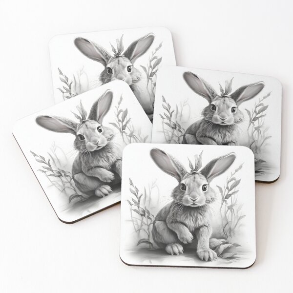 Item preview, Black and white Rabbit pencil drawing designed and sold by Pencil-Art.