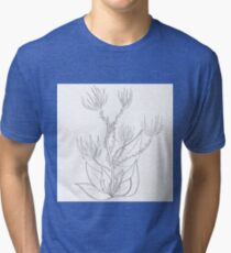 Flowers with raw lines Tri-blend T-Shirt