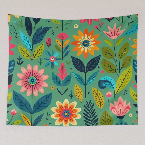 Item preview, Scandinavian Folk Art floral pattern designed and sold by FOLK ART FUSION.