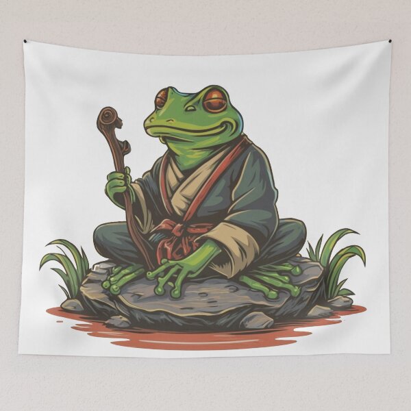 Item preview, Sensei Frog sits and meditates on a rock designed and sold by MDMEJ.