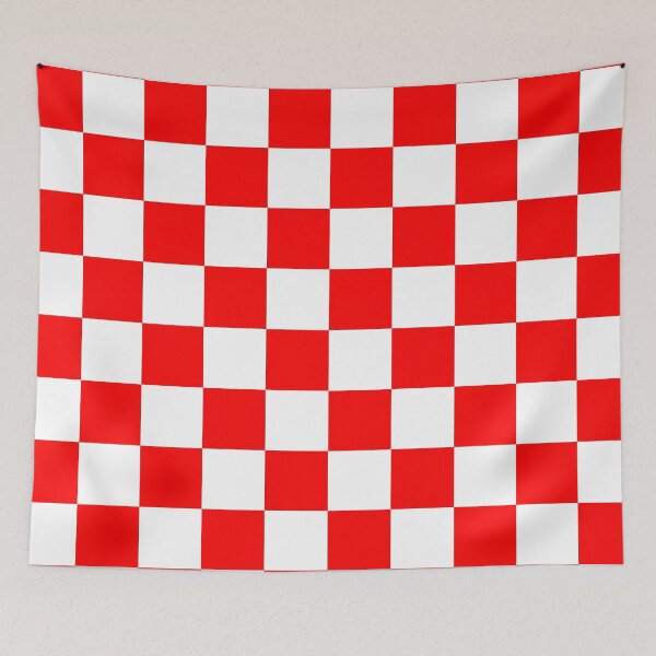 Item preview, Red Checker tile Croatia white red white Retro Mod pattern designed and sold by ModSupporters.