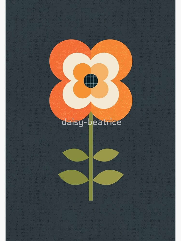 Thumbnail 2 von 2, Grußkarte, Retro-Blume – Orange und Kohle designt und verkauft von daisy-beatrice.