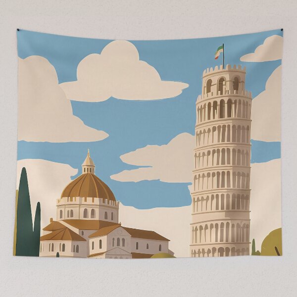 Item preview, Vintage travel poster of Pisa, Italy designed and sold by VintageFlow.